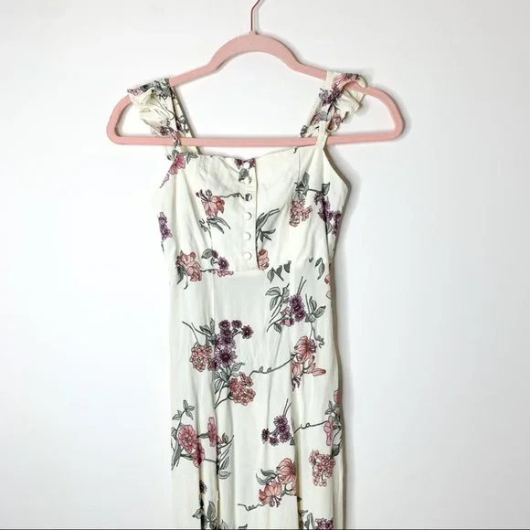 Flynn Skye Floral Bardot Maxi Dress Cream Size Small - Picture 5 of 15
